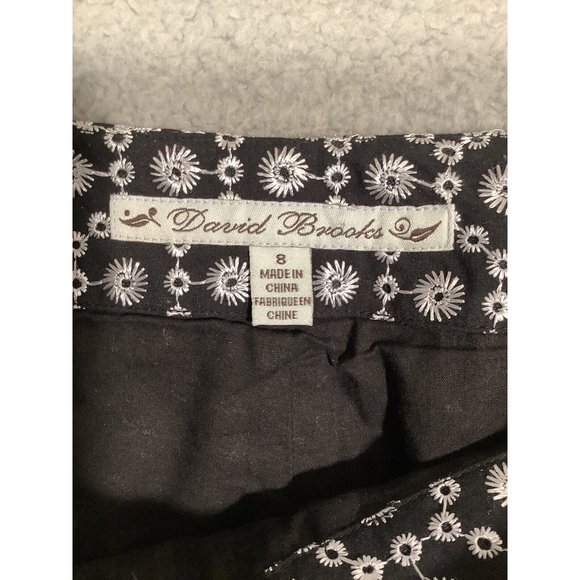 Vintage David Brooks Long Shorts Culottes Black Embroidered Side Zip Size 8 - Picture 4 of 10